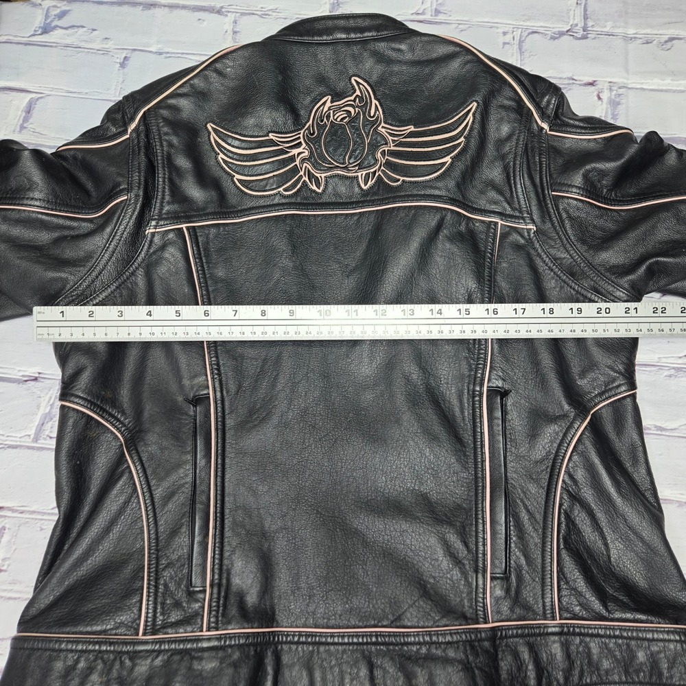 Harley-Davidson Women Leather Motorcycle Jacket Black Pink Embroidered HD-375 XL - Picture 12 of 14
